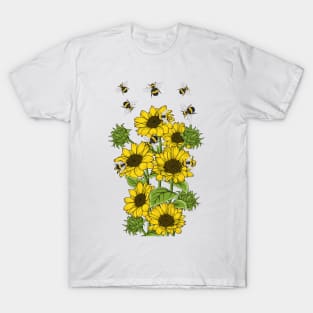 Sunflowers And Bees Art T-Shirt